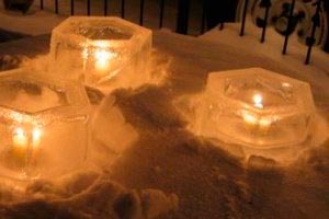 Centros de mesa con velas de hielo